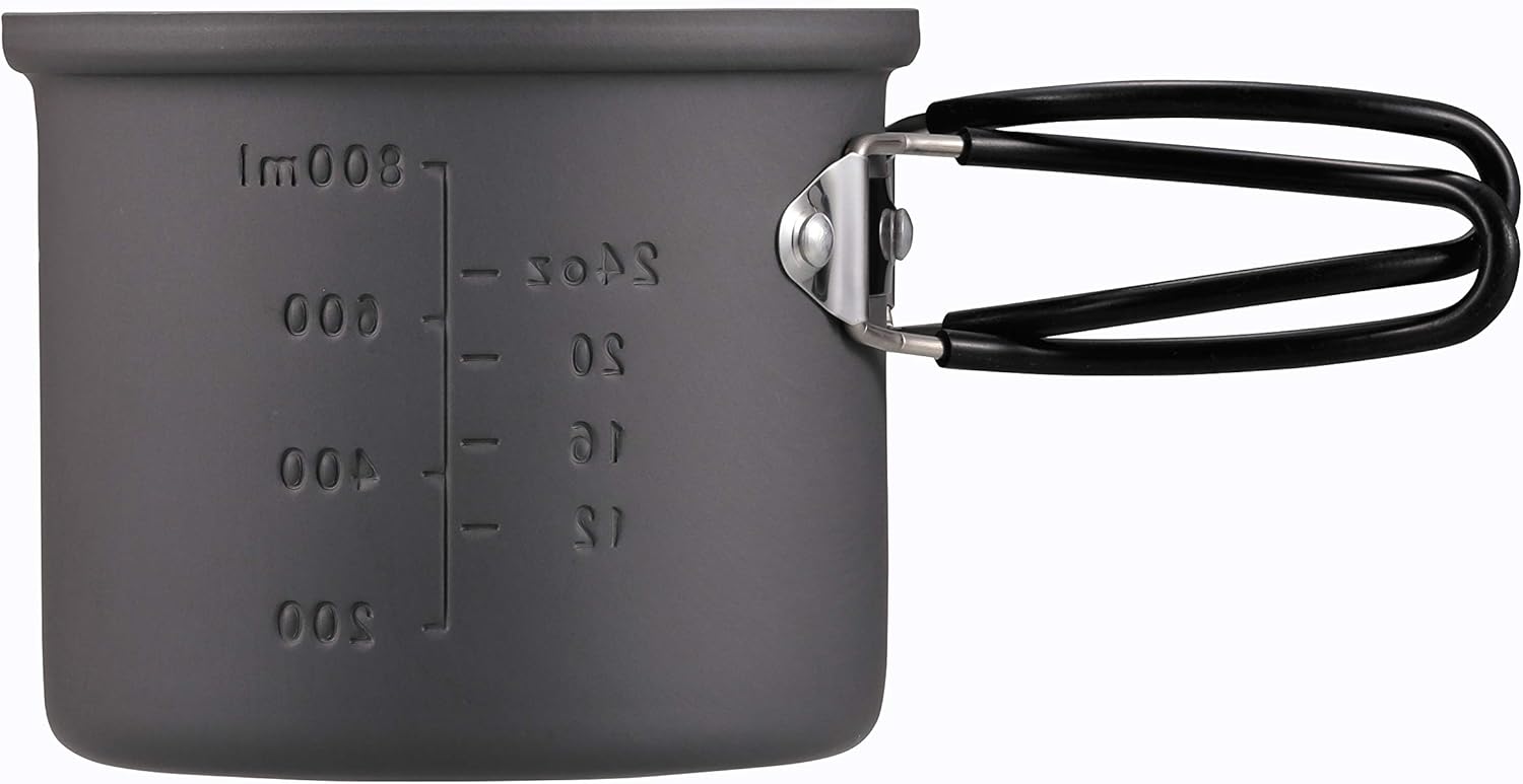 Captain Stag UH-4107 Outdoor Camping Cooker Set, Aluminum, Hard Anodized Finish, Solo Cooker Set, Storage Bag Included, Medium Size