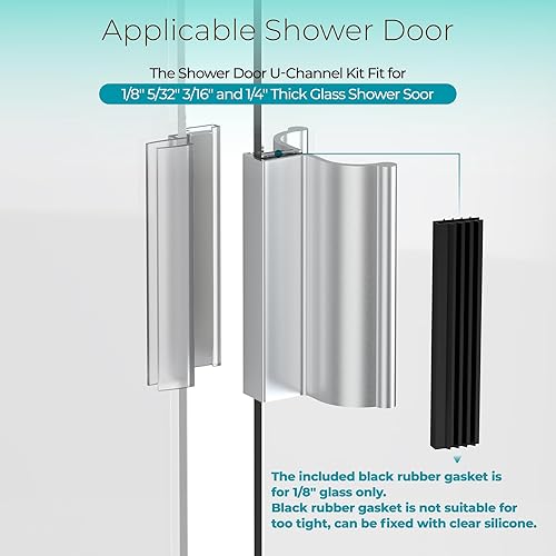 Miniatura 20 de Manija de puerta de ducha cromada brillante de 3-3/4 pulgadas con llave de metal e imán de 3 pulgadas, kit de pestillo magnético para puertas