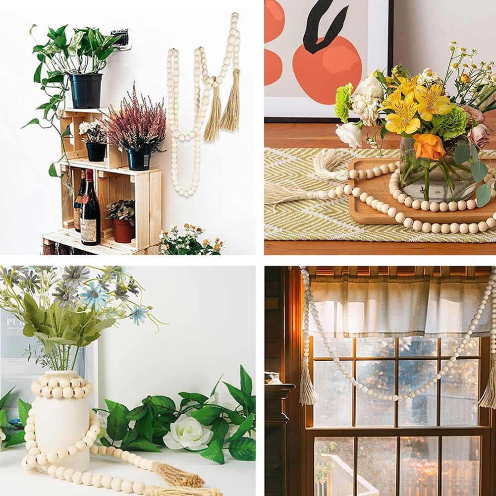 150pcs 16mm Wood Beads, Unfinished Round Loose Natural Wooden Spacer Beads for DIY Crafts Party Garlands Home Decoration - Image 3