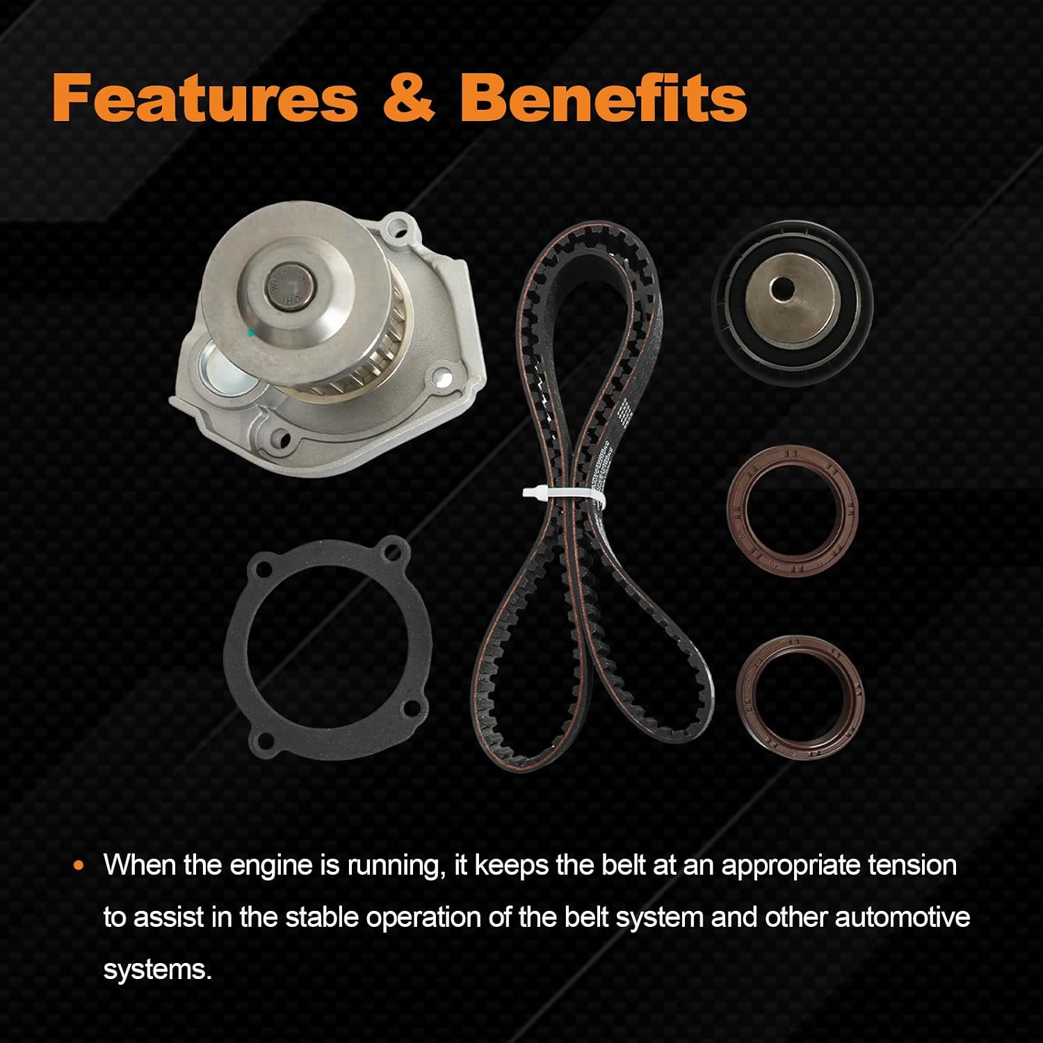 AUCERAMIC Engine Timing Belt Kit Compatible with Dodge Dart 2013-2016 & Fiat 500 2012-2017, 500L 2014-2017 - 1.4L I4 GAS SOHC Turbocharged/Naturally Aspirated