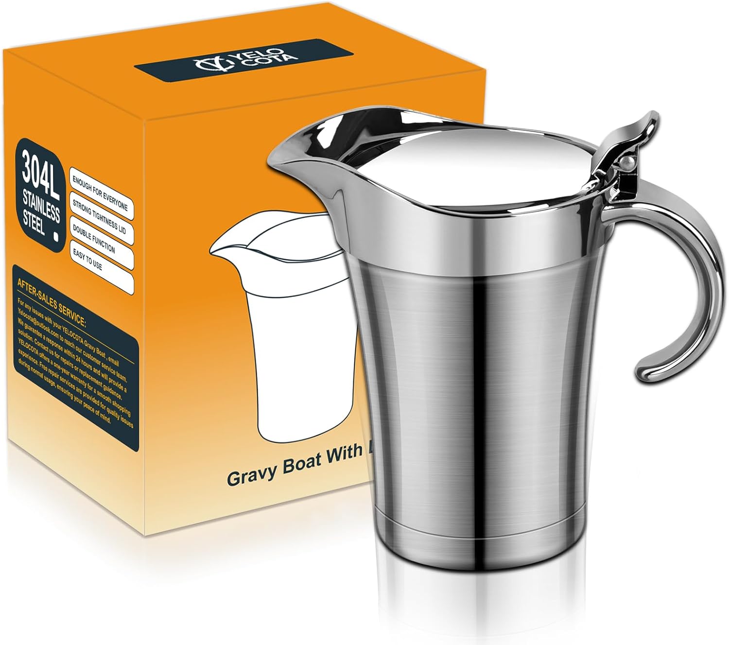 Yelocota Gravy Boat 26oz Stainless Steel Gravy Boat with