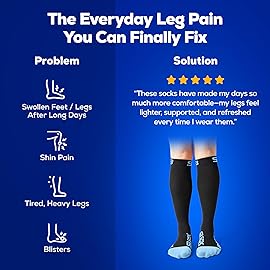 SB SOX Compression Socks for Men & Women (20-30 mmHg) - Best Support Stockings for Travel, Medical, and Sports - Perfect for Everyday Wear (Medium, Black/Blue)