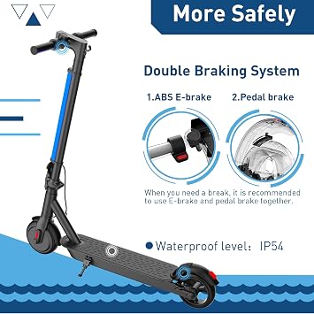 Hiboy S2 Lite Electric Scooter for Teens, 13 MPH, 10.6-Mile Range | 350W Peak Motor, 4 lights, dual brakes, 23.2 lb frame, 6.5 solid tires, foldable