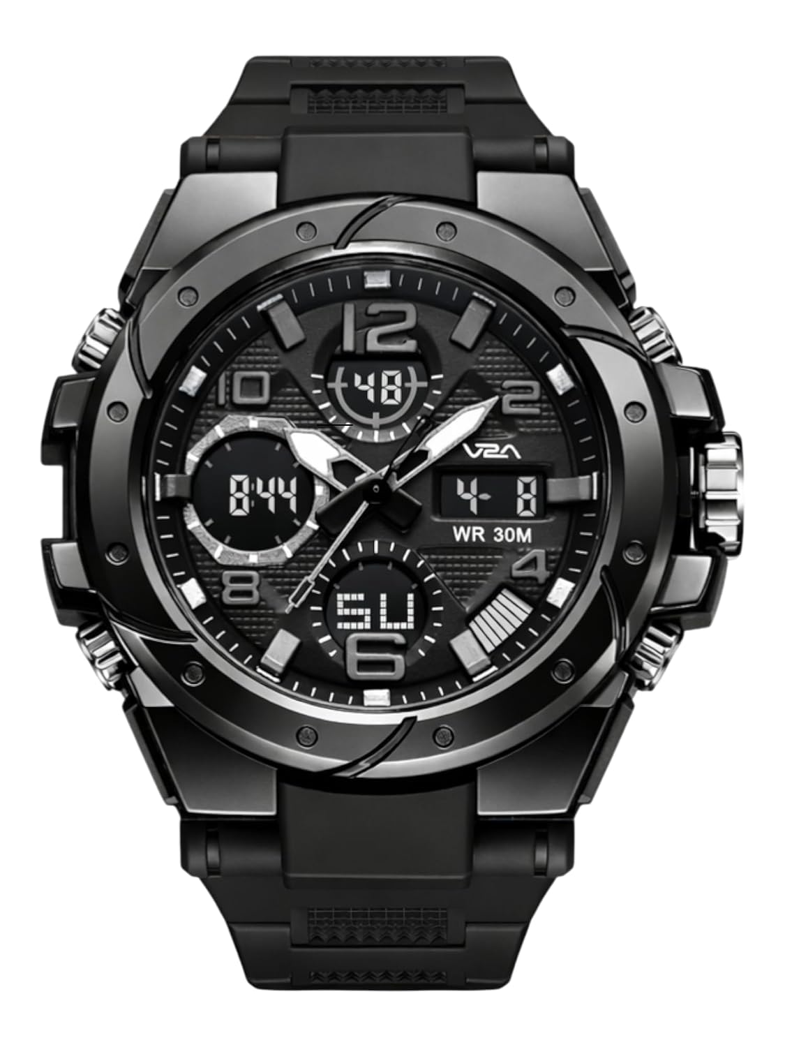 V2A Styrke 5110 Analog Digital Watch for Men | Hybrid Multi Display Dial | Alarm Stopwatch Day Date 12/24 Hr | TPU Strap | 30M Water Resistant V2A Styrke 5110 Analog Digital Watch for Men | Hybrid Multi Display Dial | Alarm Stopwatch Day Date 12/24 Hr | TPU Strap | 30M Water Resistant