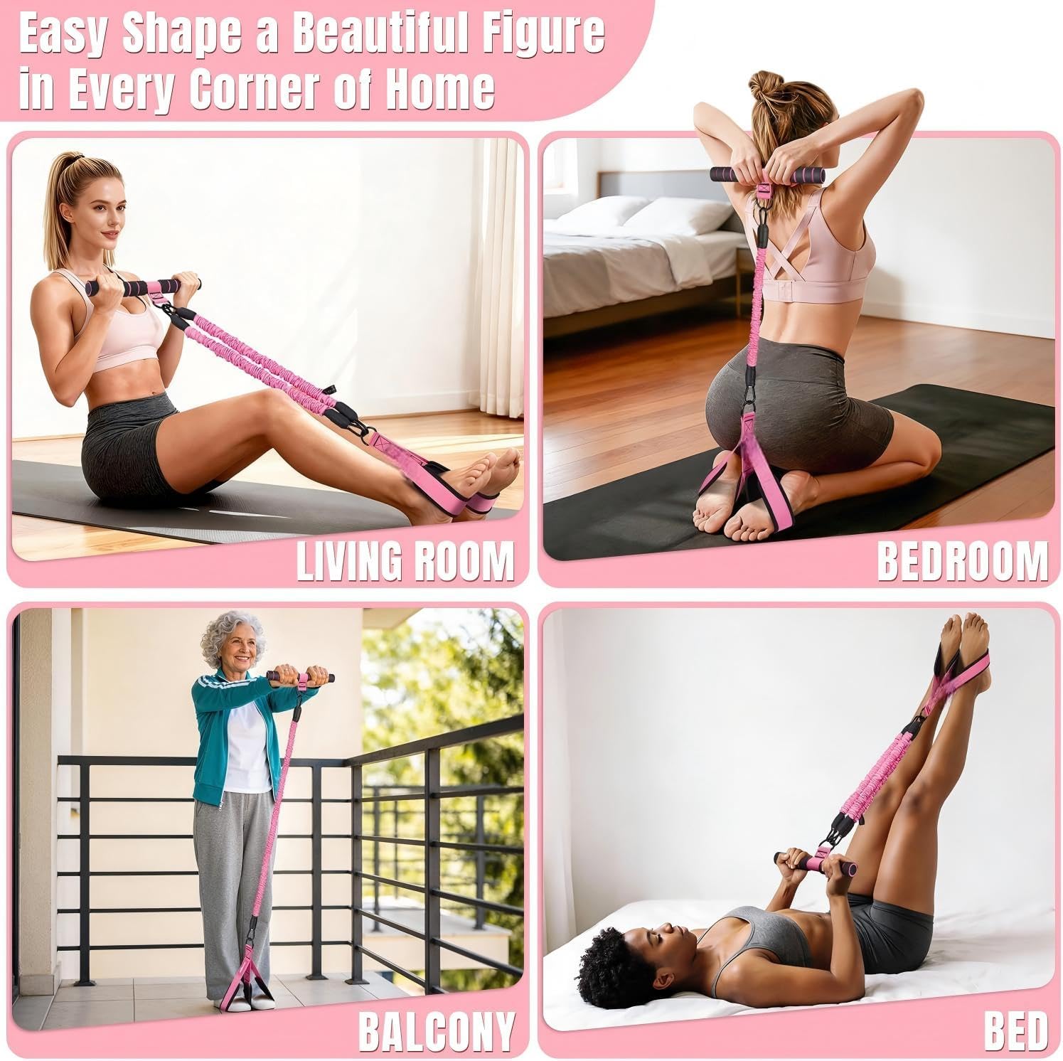 Juego de bandas de ejercicio de resistencia con asas, bandas de entrenamiento para terapia física, entrenamiento de fuerza, tonificación muscular, anclaje de puerta y guía de entrenamiento. (gris,
