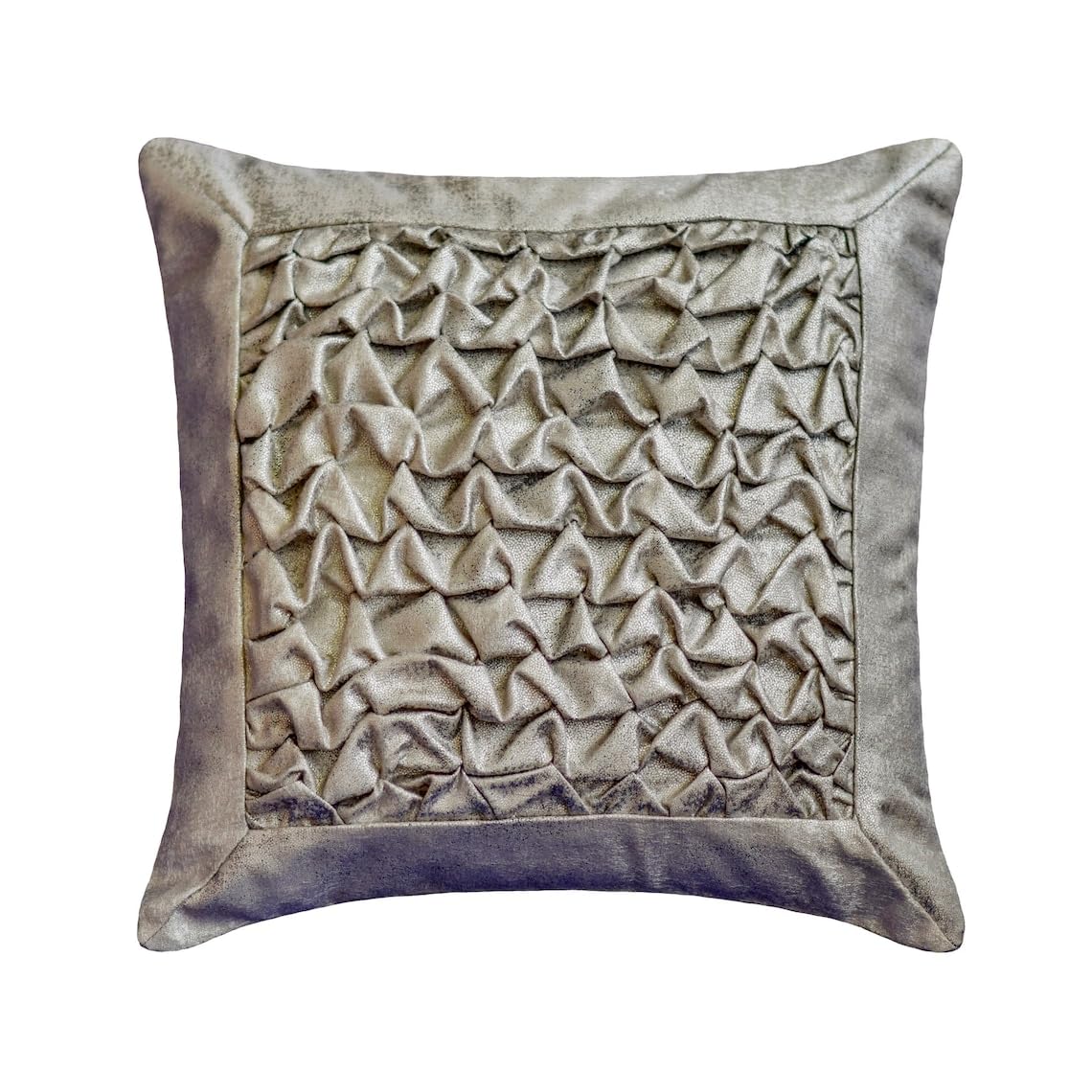 The HomeCentric Decorative Silver Pack of 2, 40x40 cm (16"x16") Cushion Covers, Jacquard Textured, Knotted Foil & Pintucks Cushion Covers, Solid Color Pattern Modern Style - Aluminum Foil