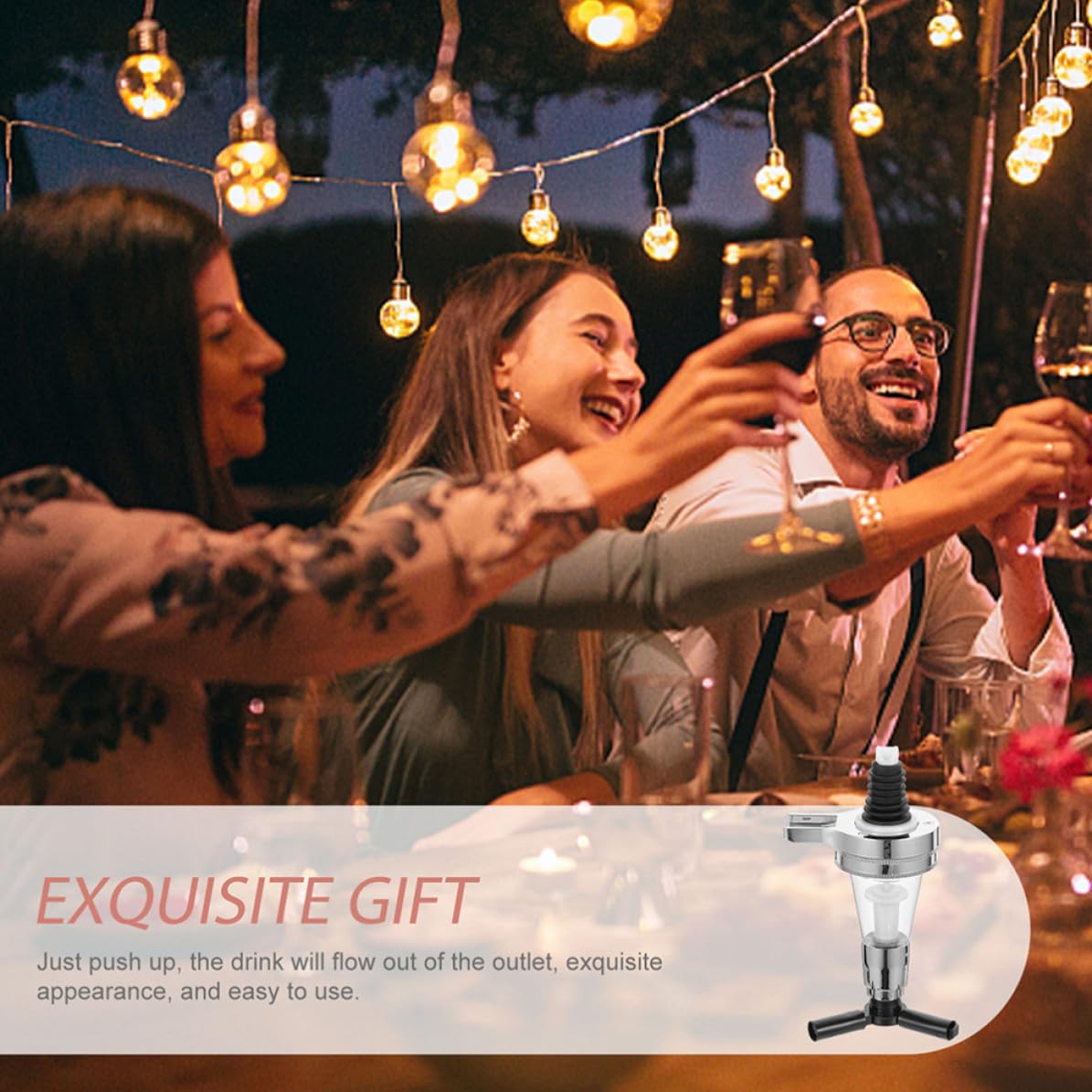 Veemoon 3 Piezas Dispensador de Licor Colgante para Botella de Vino Boquilla de Acero Inoxidable y Silicona, Fácil de Usar y Limpiar, Adecuado para Fiestas y Eventos Sociales