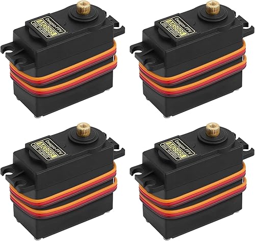 Paquete de 4 servomotores MG995 ángulo de control 180 de engranaje de metal servo servo de 28.7 lbs de par digital de alta velocidad para DIY Smart