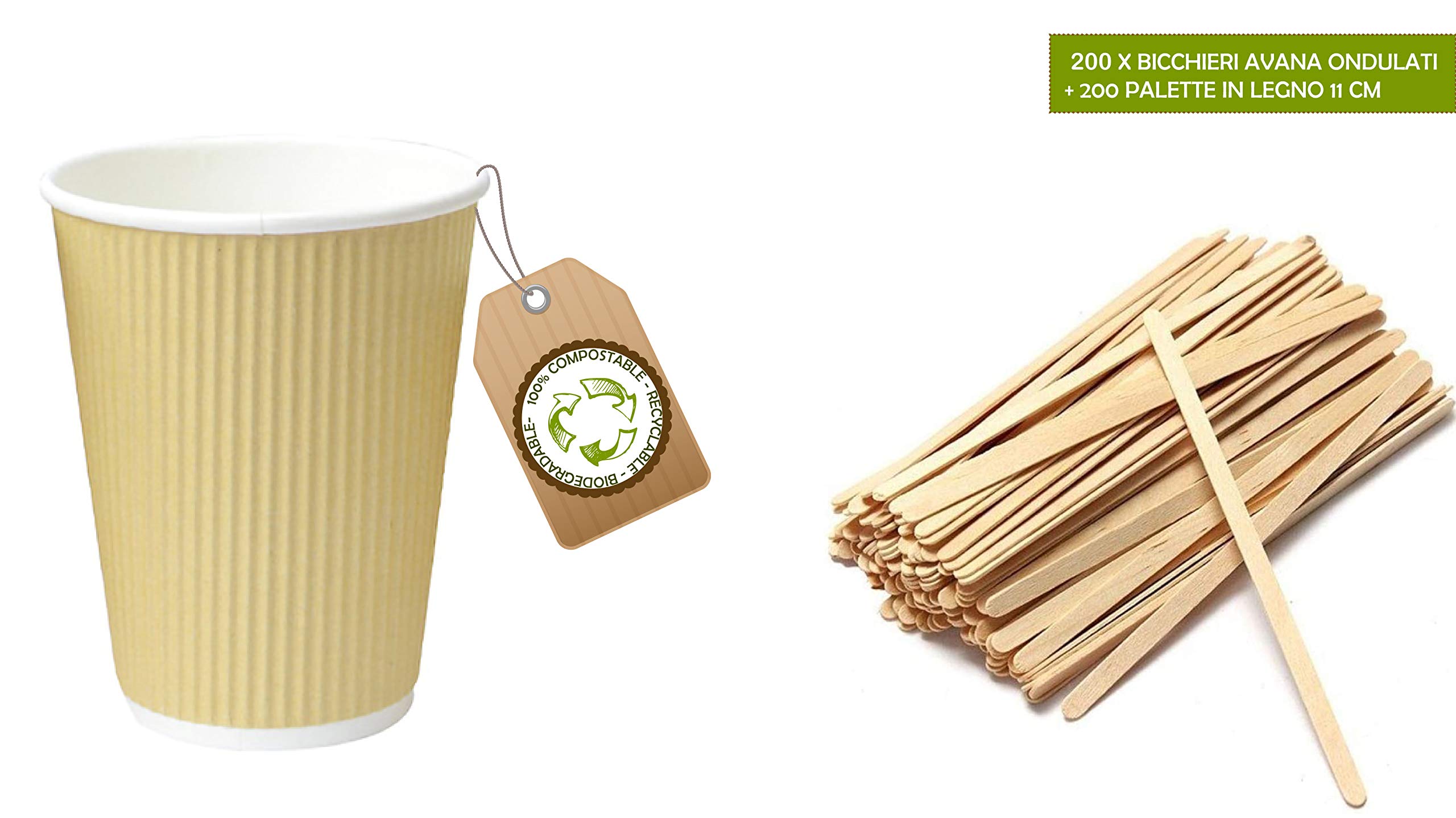 Vasos desechables de 230 ml, biodegradables, reciclables y compostables, de papel kraft con pared de doble capa para capuchino, agua o bebidas calientes y frías.