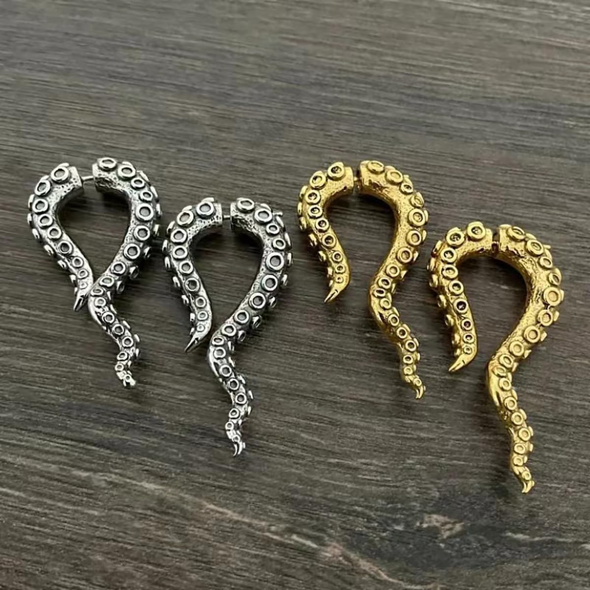 Octopus Earrings for Women Men Vintage Punk Octopus Tentacle Stud Earrings Gold Silver Black Octopus Tentacle Earrings Goth Animal Earrings Dark Style Jewelry - Image 3