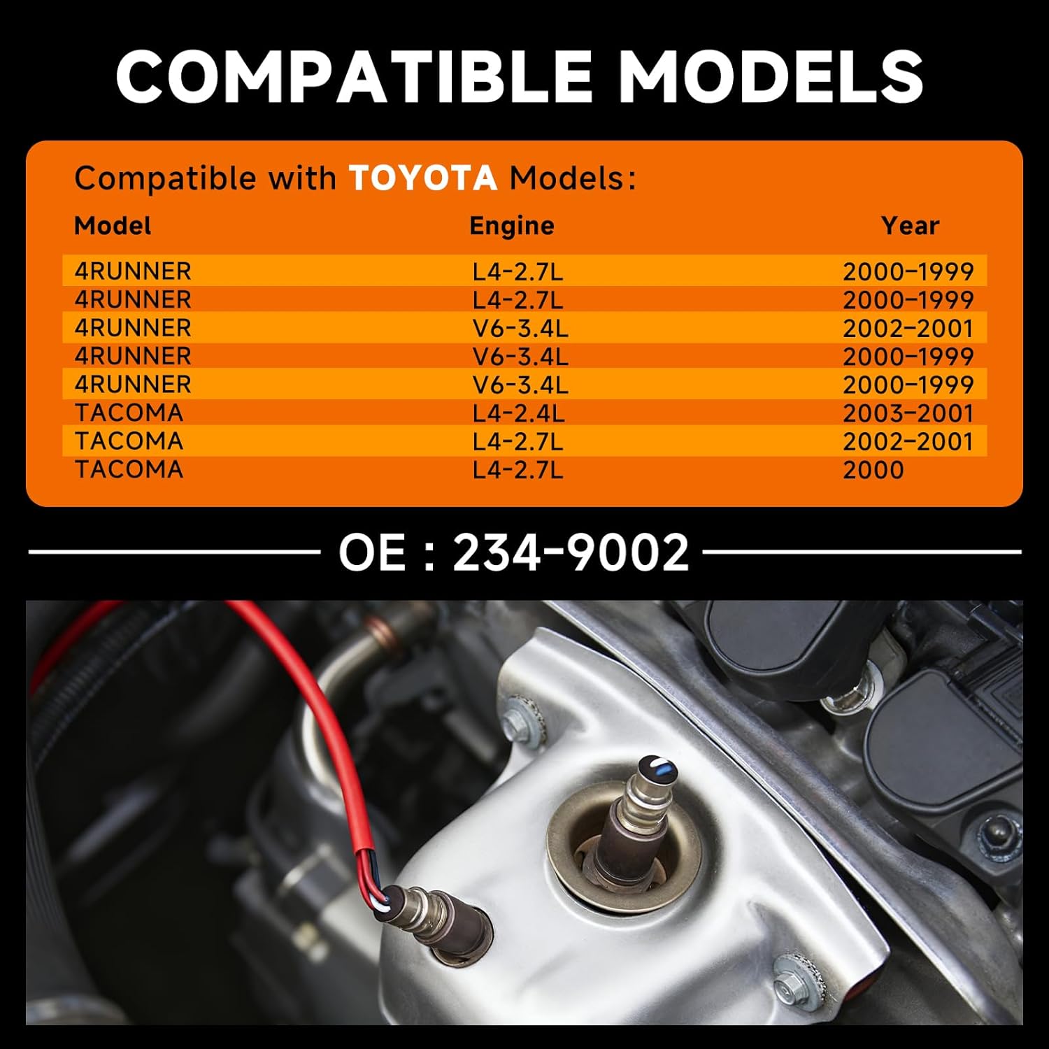 Upstream O2 Sensor Set | Direct Replacement for OE #234-9009| Oxygen SensorCompatible with Toyota 4Runner (L4-2.7L, V6-3.4L) and Toyota INCLUDES GLOVES