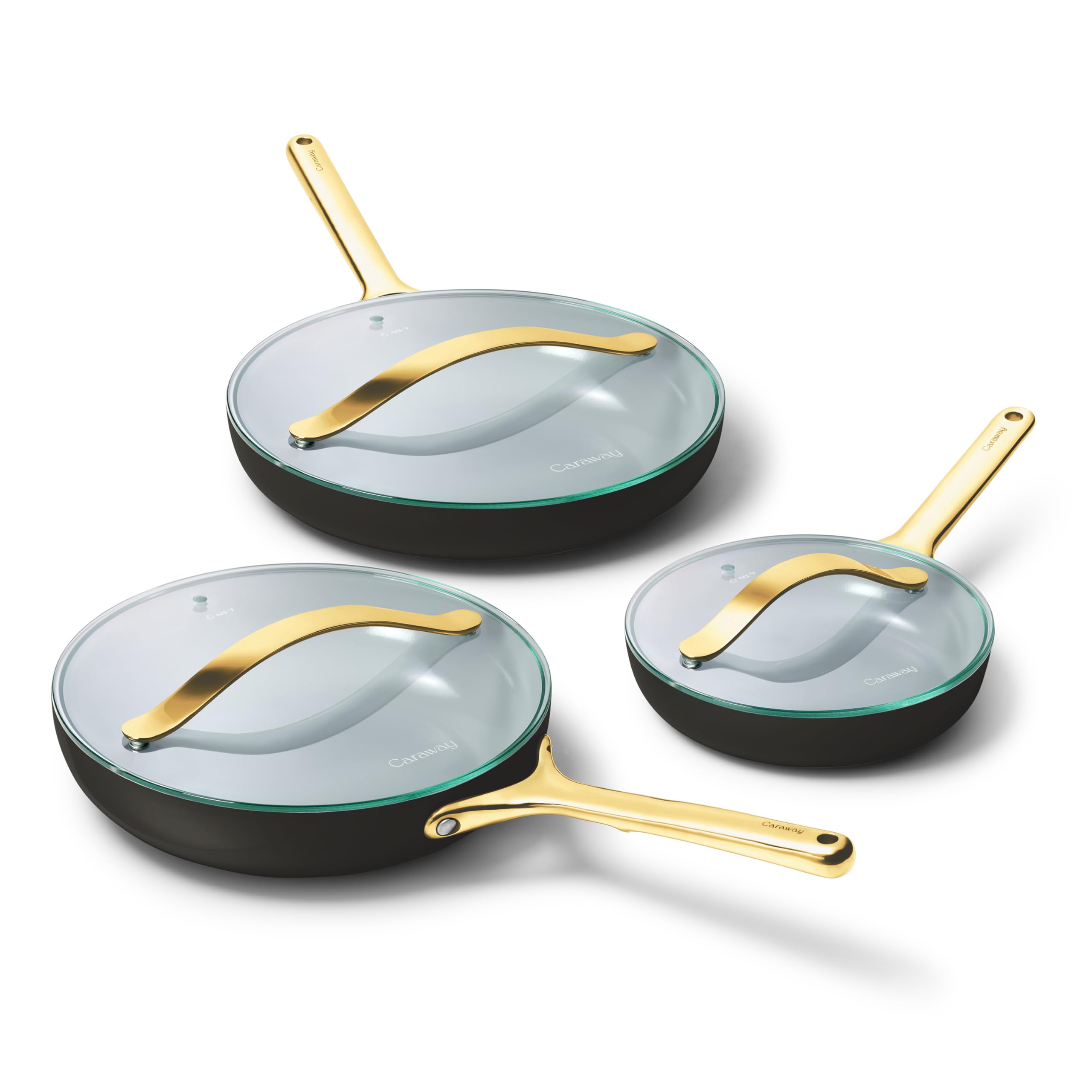 Carway Fry Pan Trio with Glass Lids, 6 Piece Set