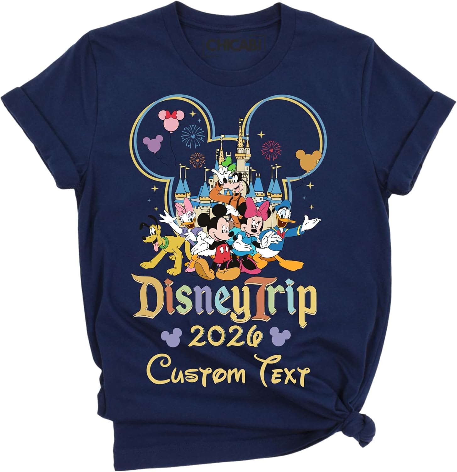 Custom Family Trip 2026 T-Shirt, Mickey Minnie Castle Characters Graphic Tee, Unisex Cotton Blend Crew Neck Short Sleeve, Personalized Family Vacation Shirt - Image 2