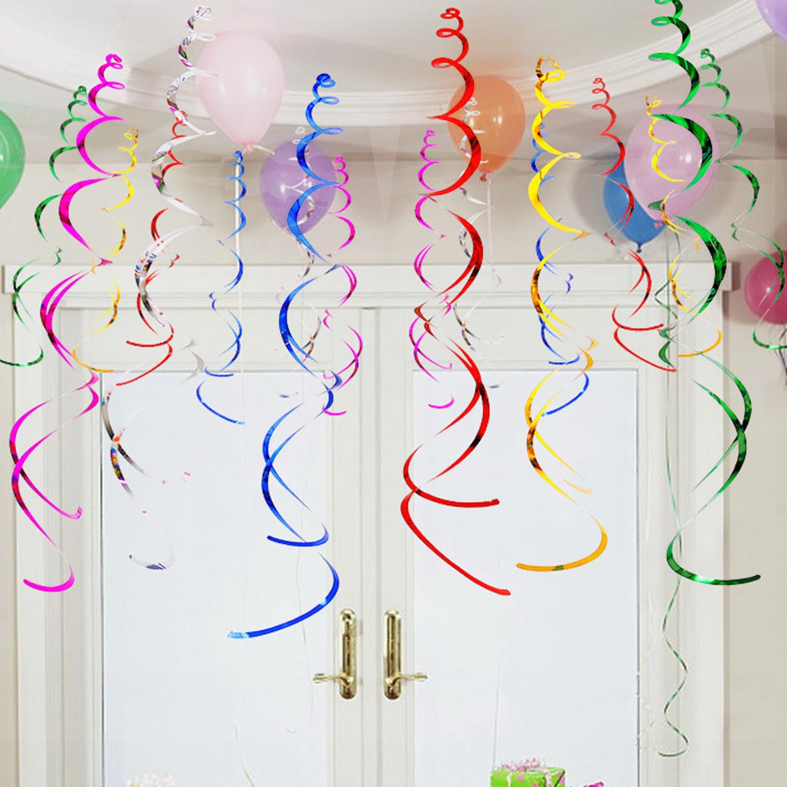 28 Stück Hängende Wirbel-Luftschlangen (rot & Silber) – Decken-Deko Für Weihnachten, Partys, Abschlussfeiern (je 64,8 Cm Lang)