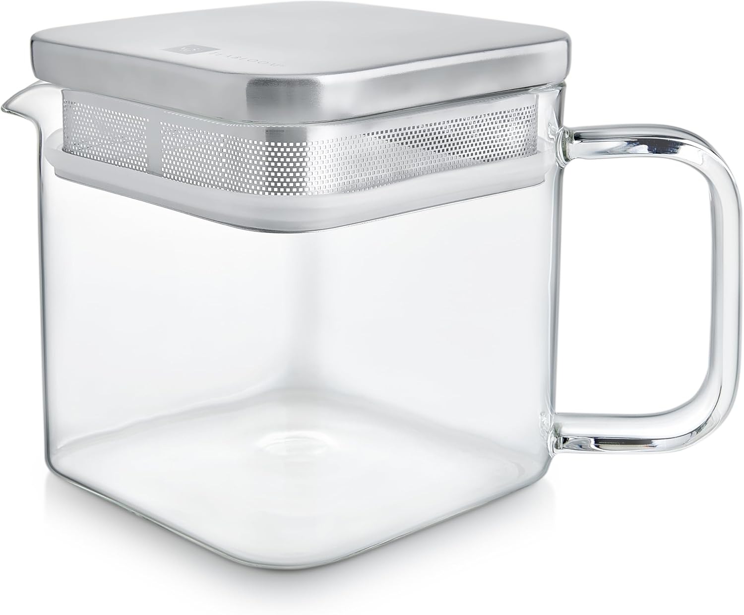 Teabloom Stackable Cube Glass Teapot for All Types of Teas – 27 oz (800mL) – Heat-Resistant Borosilicate Glass, Stainless Steel Filter Lid, Space-Saving Stackable Design