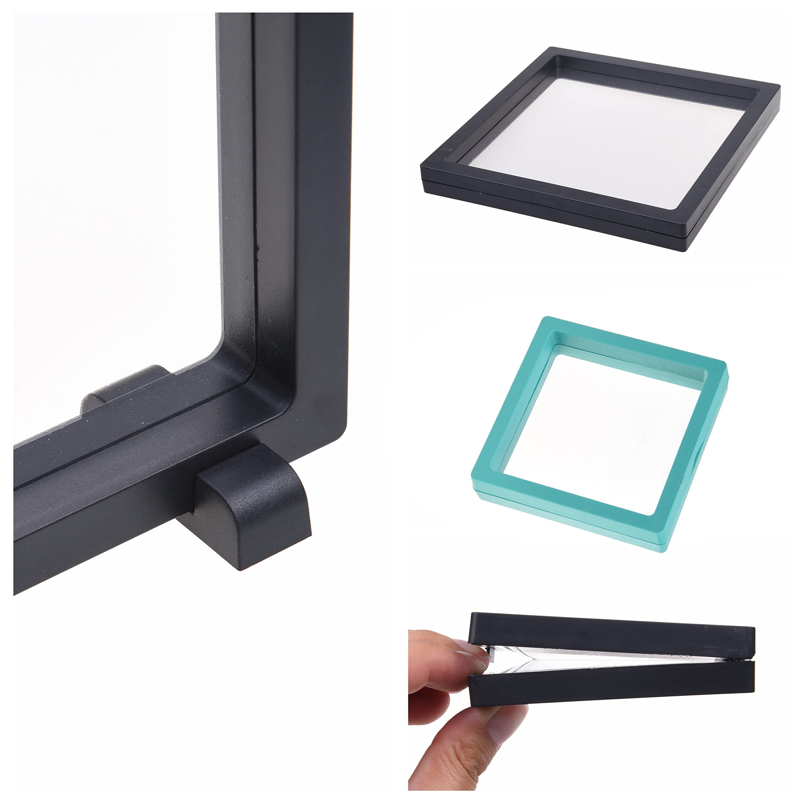 CAIYA 3 Pièces Vitrine Flottante, 3D Cadre Transparent pour Pièces de