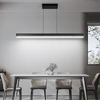 Coinmit LED Függőlámpa  100 cm -36W - Távirányítós Mennyezeti Lámpa 3000K-6000K Állítható Színhőmérséklettel,Modern Fekete Csillár Nappaliba, 4