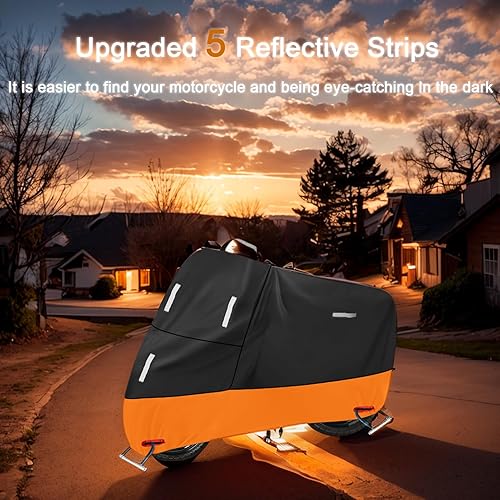 Vista 45 de SECELES Funda para moto de cross, 300D, impermeable, protección para todas las estaciones, apta para Fat Bob Honda VTX 1300 C Kawasaki Vulcan 900