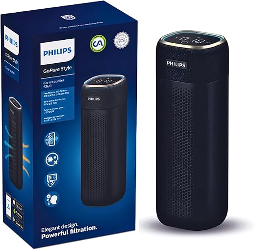 Philips GPS 7611 Car Air Purifier, Hepa & Hesa Filter, Dual Fan, Smart App, Antivirul Aroma, Digital Display, Filters 99.9% Ultra Fine Particles…