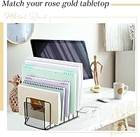 Vista 5 de 2 Pcs 7 Section Wire File Organizer for Desk, Metal Mesh Incline File Holder, Letter & Magazine Folder Rack, Desktop Paper Sorter for Home Office