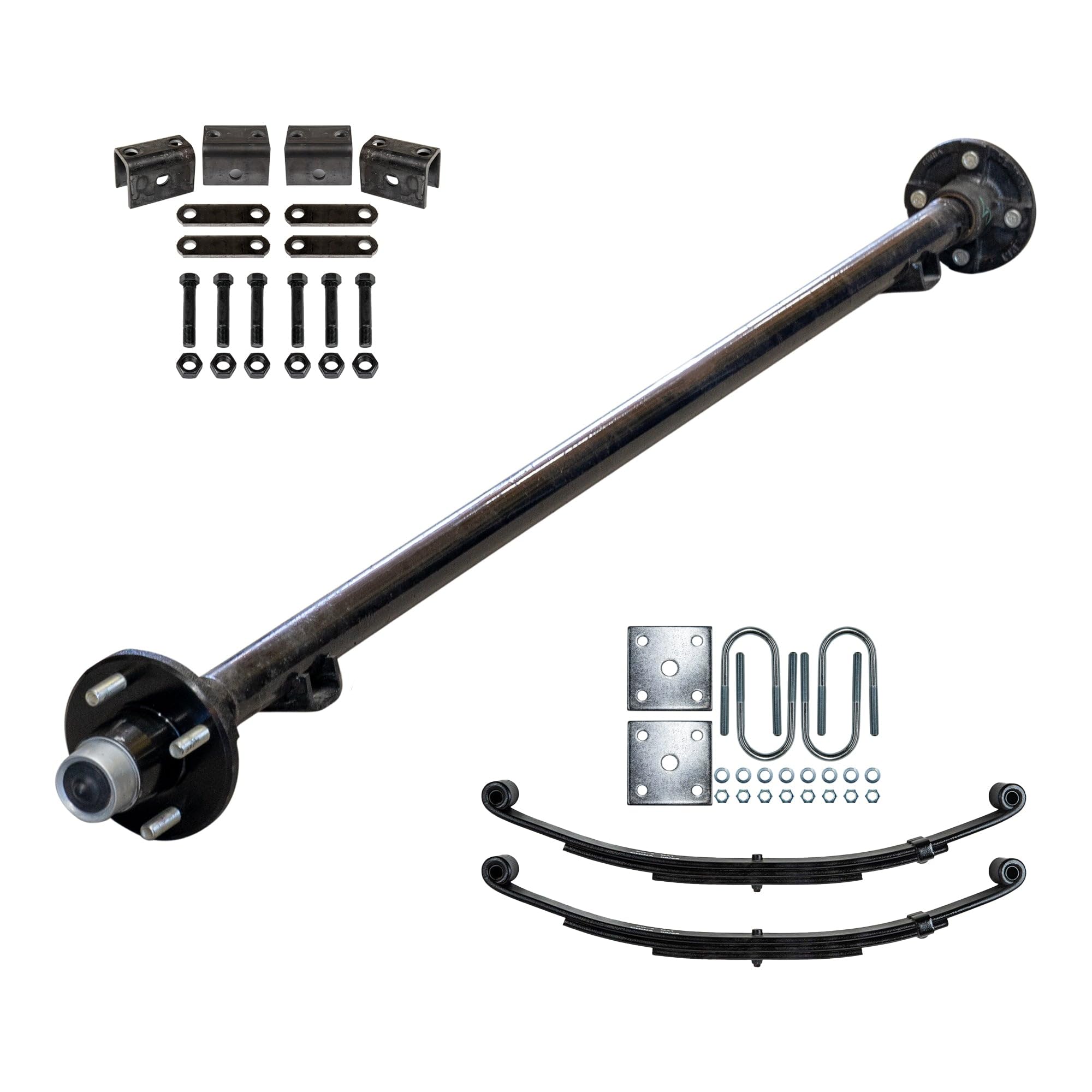 The Trailer Parts Outlet - 2000 lb Light Duty Single Trailer Axle Kit with Suspension - Leaf Springs, Hanger & U-Bolt Kit (71