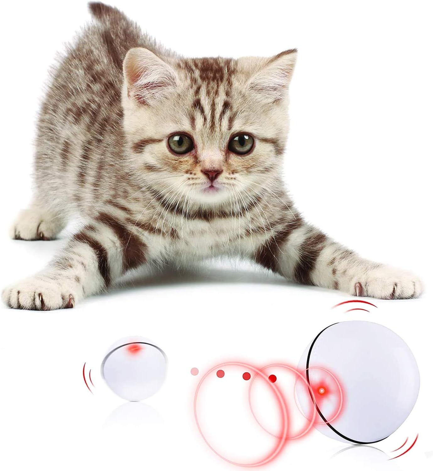 YEPLING Smart Interactive Cat Toy, Newest Version 360 Degree Self Rotating Ball USB Rechargeable Pet Toy Build-in Spinning Led Light…