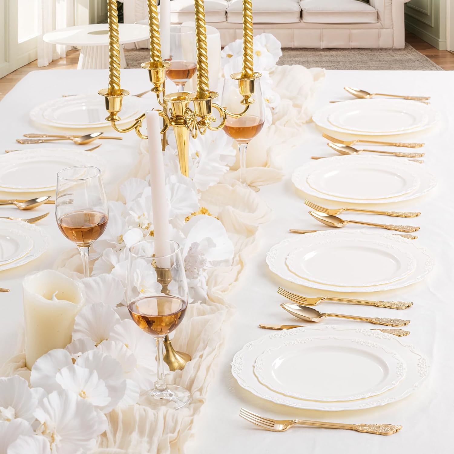 DaYammi 60PCS Ivory Plastic Plates, Party Plates Disposable Heavy Duty Disposable Plates Premium 7.5inch Ivory Dessert Cake Salad Appetizer Plate Hard Plastic Platos Disposable for Party Wedding - Image 4