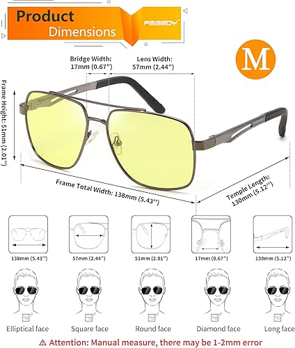 Miniatura 7 de FEISEDY Gafas de sol fotocromáticas polarizadas aviador hombres mujeres para conducción diurna y nocturna marco de metal B0172