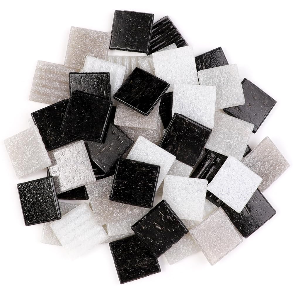 2cm (3/4") Square Vitreous Glass Mosaic Tiles for Crafts Bulk, 1 LB Colorful Mix Quartz Glass Tiles for DIY Art Crafts Kit Adult Kids and Home Deco (
