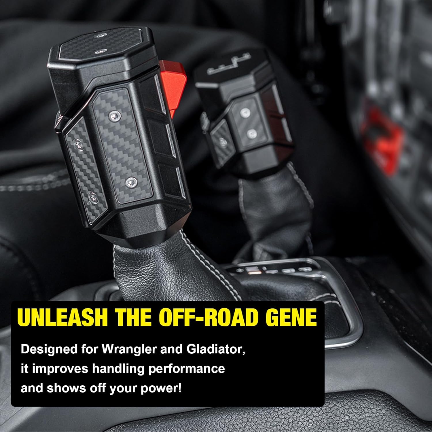 OMU Metal Genesis Series Gear Lever,Automatic Gear Shift Lever Knob Shifter Transfer Case Lever Handle Kit Compatible with Jeep Wrangler Gladiator JL JT 2018-2024