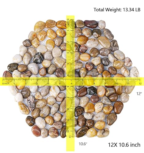 Miniatura 3 de Juego de 6 piedras de piedra de río de 12 pulgadas para exteriores, adoquines de gravilla pulida para pasarela de jardín, juego de 6 (hexagonal)