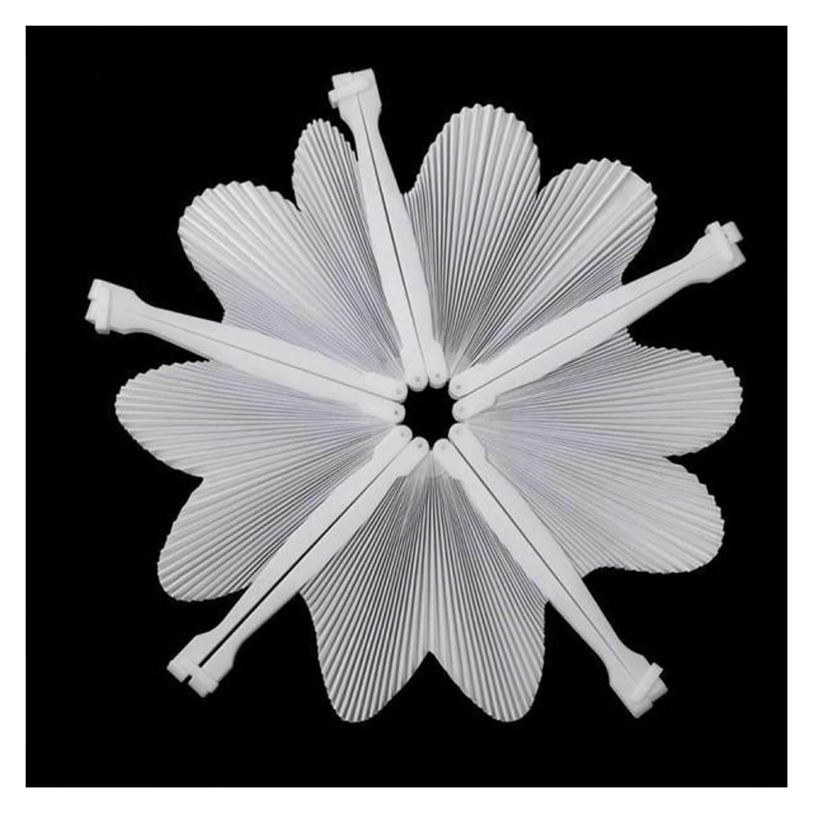 Handfächer aus Papier, Weißer herzförmiger Faltbarer Handfächer, DIY-Party, Hochzeit, Packung mit 10–60 Stück(Round,60pcs)