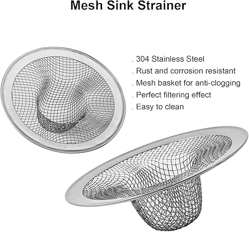 Miniatura 7 de Paquete de 6 coladores de drenaje de malla para lavabo de baño, 2.12 pulgadas, parte superior  1 pulgada de acero inoxidable pequeño para fregadero