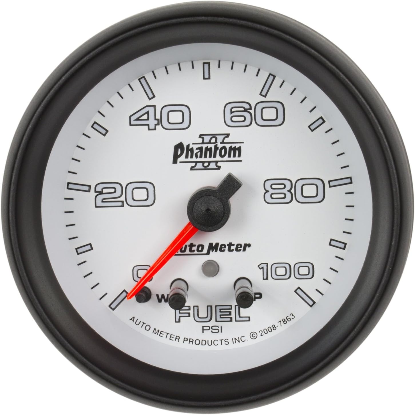Auto Meter 7863 Phantom II 2-5/8" 0-100 PSI Full Sweep Electric Fuel Pressure Gauge with Peak Memory and Warning