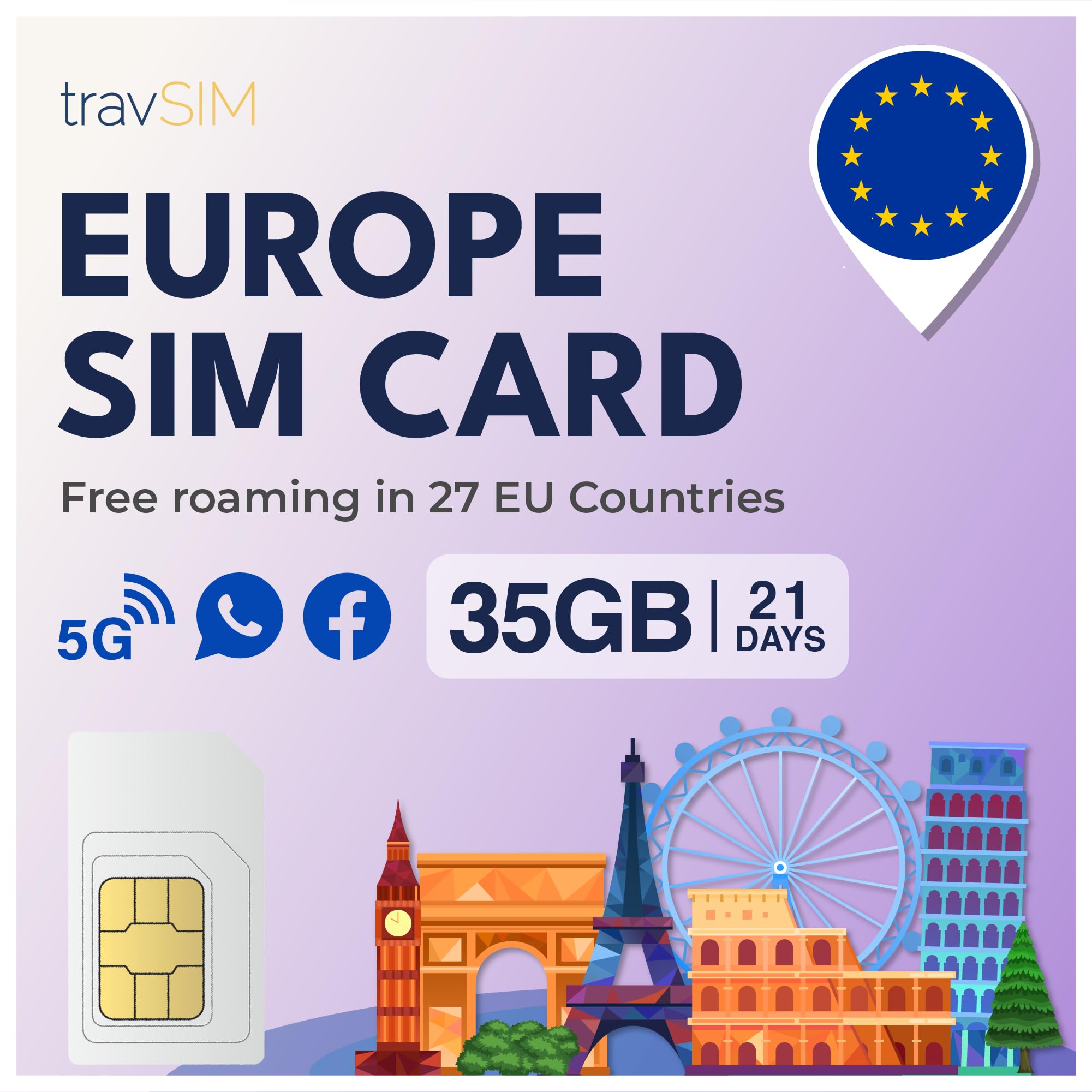 Carte Sim M2m TravSIM Brésil Carte SIM | 12Go De Données Mobiles | Vitesses 4G/5G | Itinérance Libre En Amérique Du Sud | Fonctionne Sur IOS Et Android | Le Forfait Sur