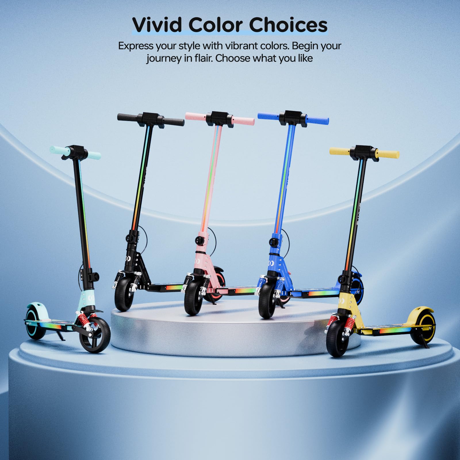 S5 Patín Eléctrico para Niños, Scooter Eléctrico Plegable con Luz LED, Llantas Todo Terreno de 6,5", Velocidad Máx. 14 km/h, para 6-14 Años, Azul