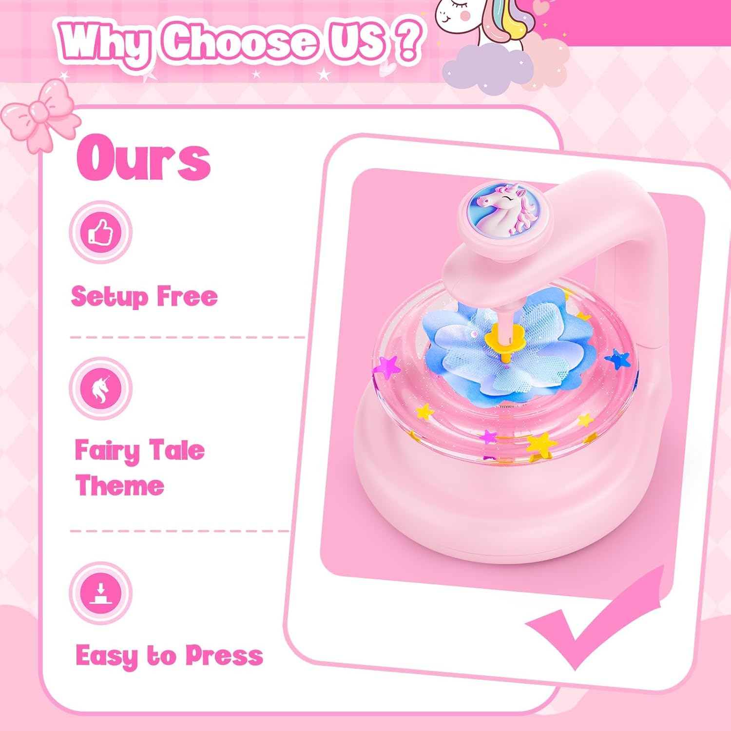 cosone DIY Fabric Flower Bouquet Toys for 3 4 5 6 7 8 Year Girls Easter Basket Stuffers Educational Toy Reusable Bouquets Maker Birthday Gift for Girls Handmade Activity Set - Pink