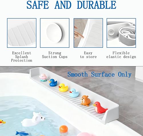 Miniatura 4 de Protector contra salpicaduras para bañera y baño con 11 ventosas fuertes, bandeja de baño de silicona para bañera, accesorios de baño adecuados para