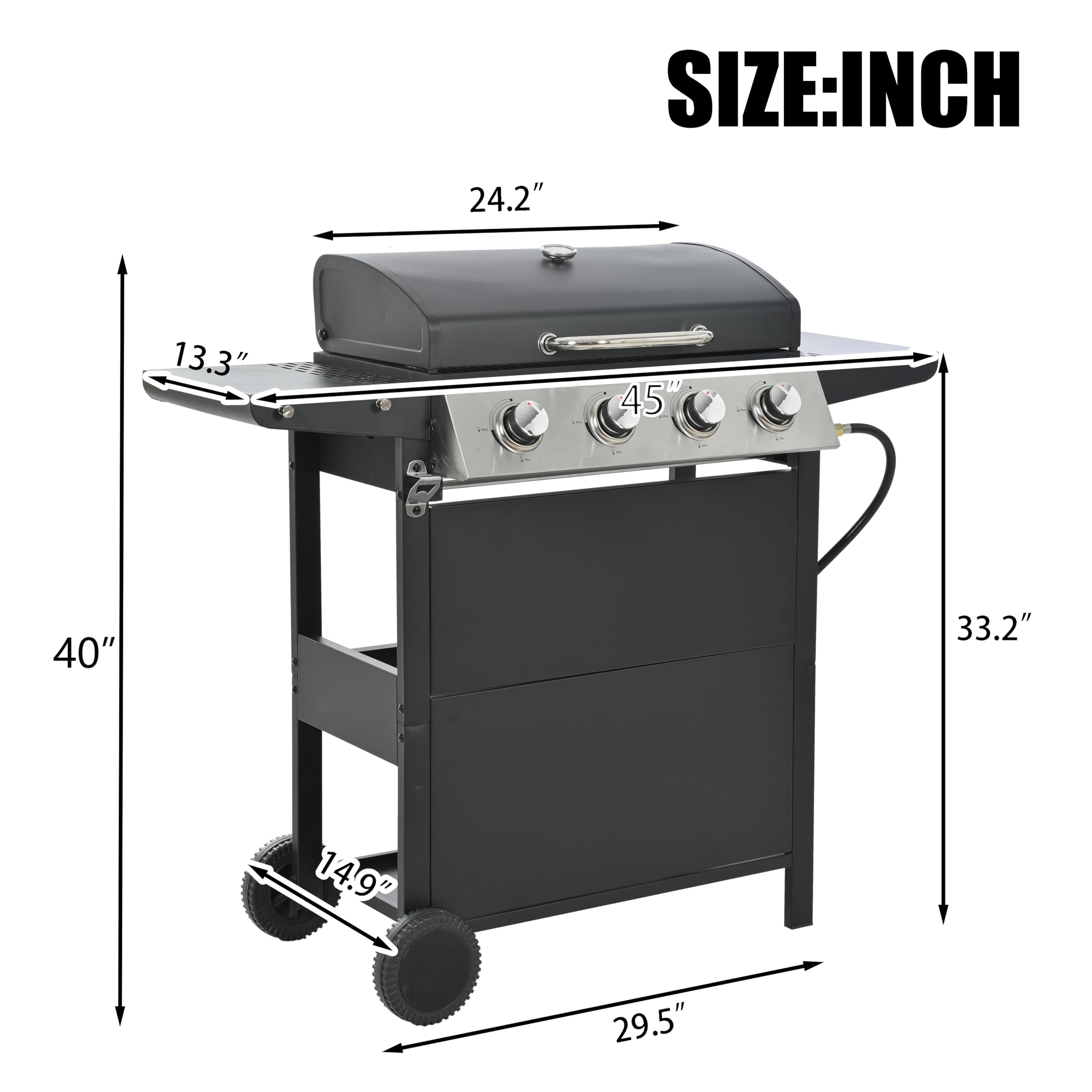 Amazon.com: Kaiwrxin 4 Burner Propane Grill, 45” BBQ Grill Outdoor