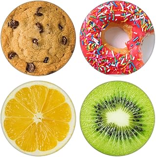 4 Pack/Cell Phone Stand,Foldable Finger Holder for Smartphones - Chocolate Chip Cookie Doughnut Donut Kiwi Lemon Orange Sl...