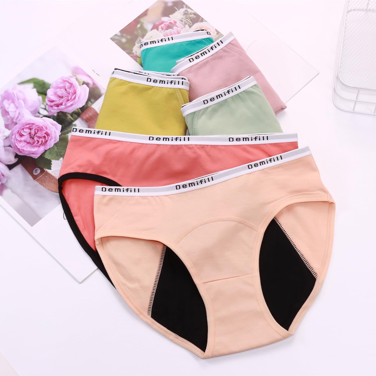 Demifill Teen Girls Period Panties Juniors First Period Starter Underwear Soft Briefs Pack of 6 Multipack image 2