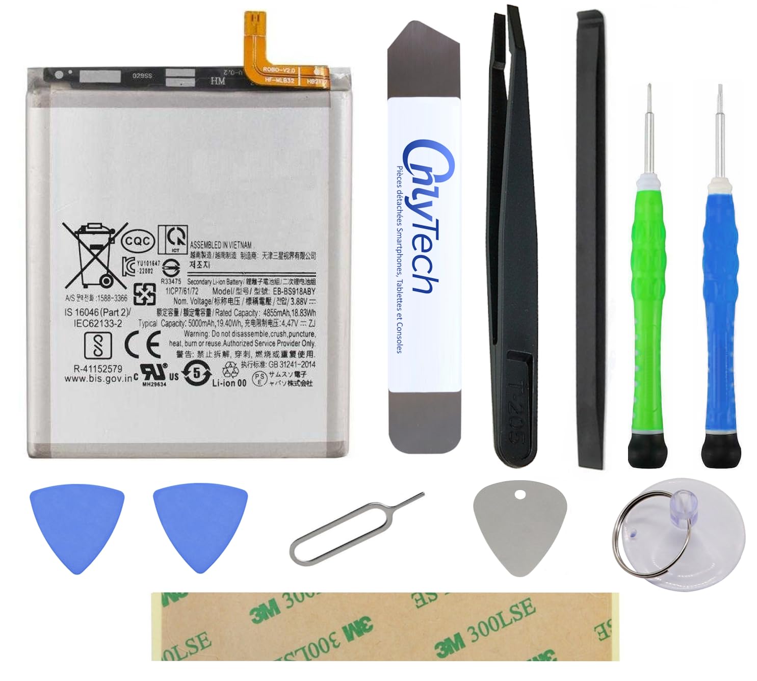 Batteria di ricambio premium per Samsung Galaxy S23 Ultra (S918B) - 5000mAh - Qualità identica con kit di riparazione 10 Strumenti