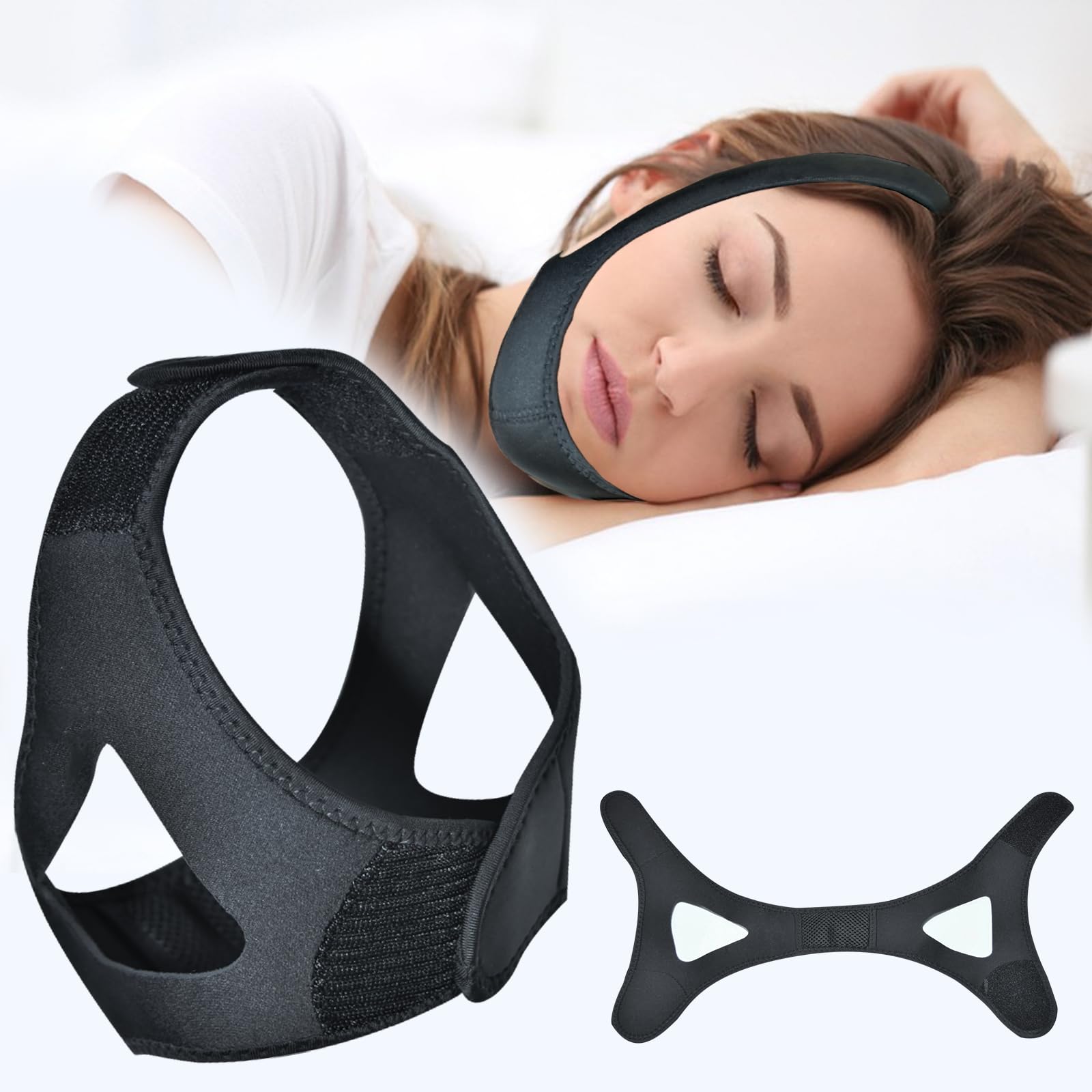 Xufijkao Anti Snoring Chin Strap Adjustable and Breathable for Men and Women Stop Snoring Head Band Universal Anti Snoring Devices Effective Stop Snoring Sleep Aid Snore Reducing Aid