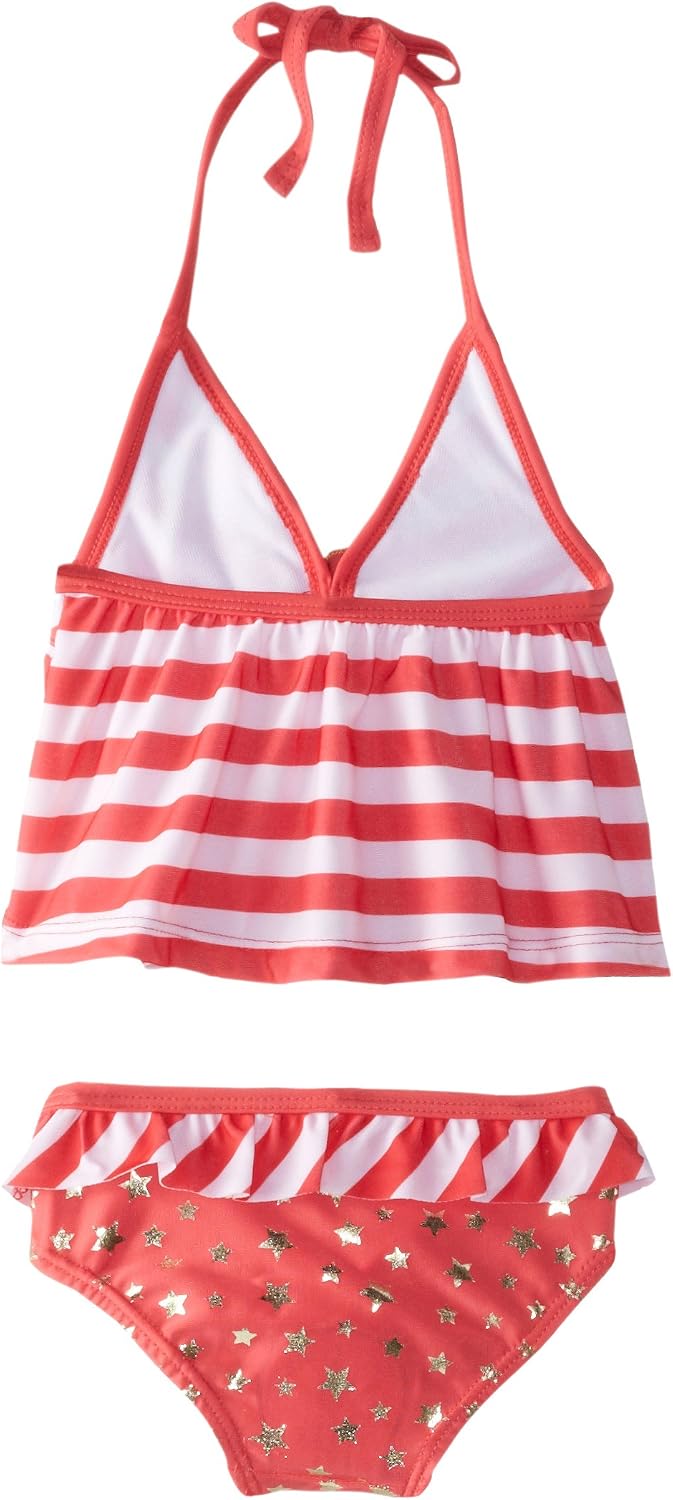 Rugged Bear Baby Girls' Stars and Stripes Tow-Piece Tankini Set