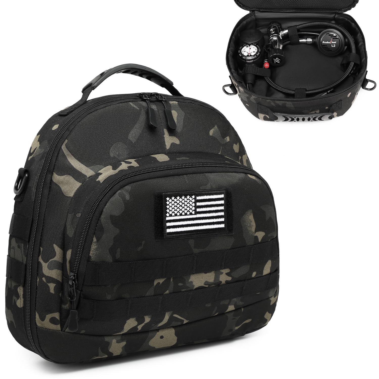 SLINRKE Scuba Regulator Bag - Tactical Style Diving Regulator Protective Bags Protecting and Storage Diving Gear with Adjustable Shoulder Strap