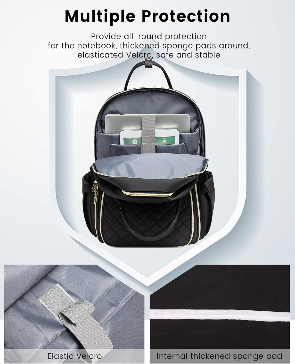 LOVEVOOK 17" Laptop Backpack for Women with Laptop Compartment, Water Resistant Travel Work Backpacks Purse Stylish College Business Teacher Nurse Computer Bag - Image 4