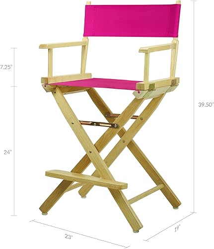 Miniatura 2 de Casual Home 220-00021-30 - Silla de director de 24 in, marco natural, con lona color magenta, altura de mostrador