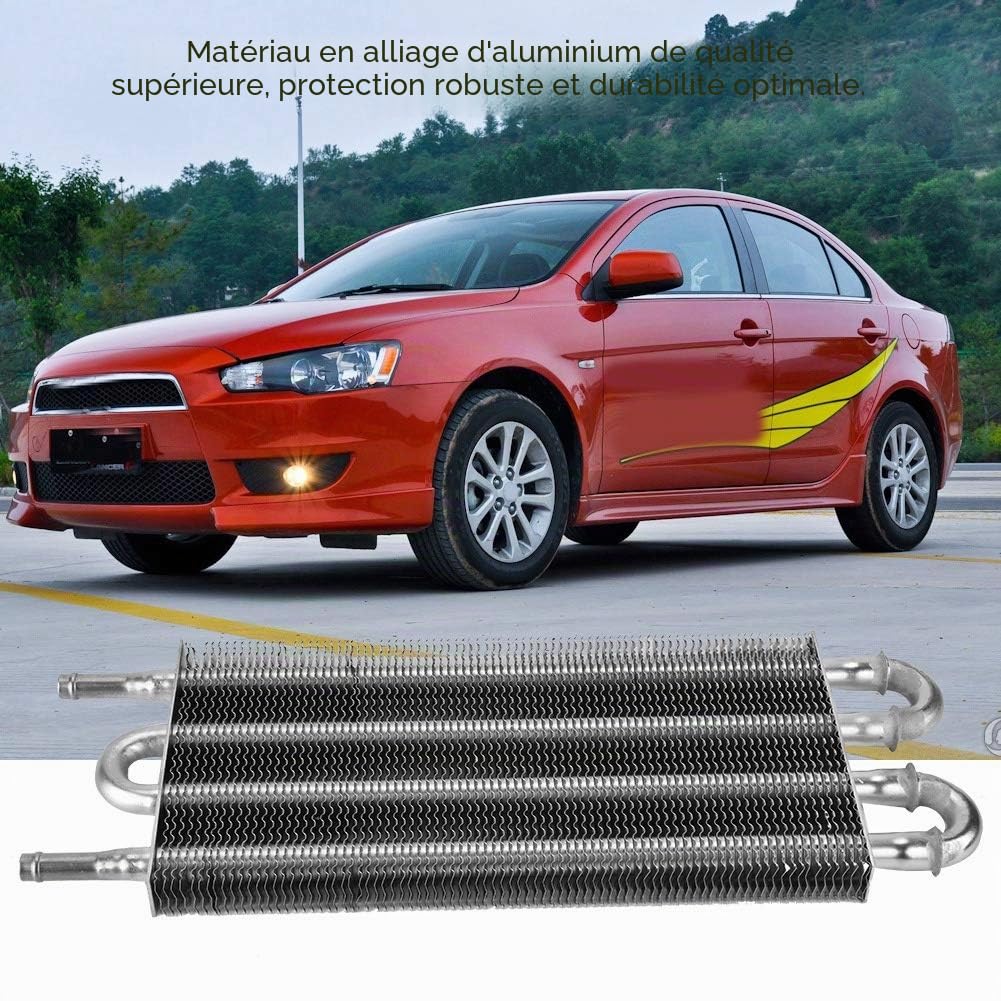 EBTOOLS pour refroidisseur essence Kit de refroidisseur d'huile de direction assistée automobile, tube et ailette refroidisseur de transmission voiture 4 rangées convertisseur de radiateur auto-manue