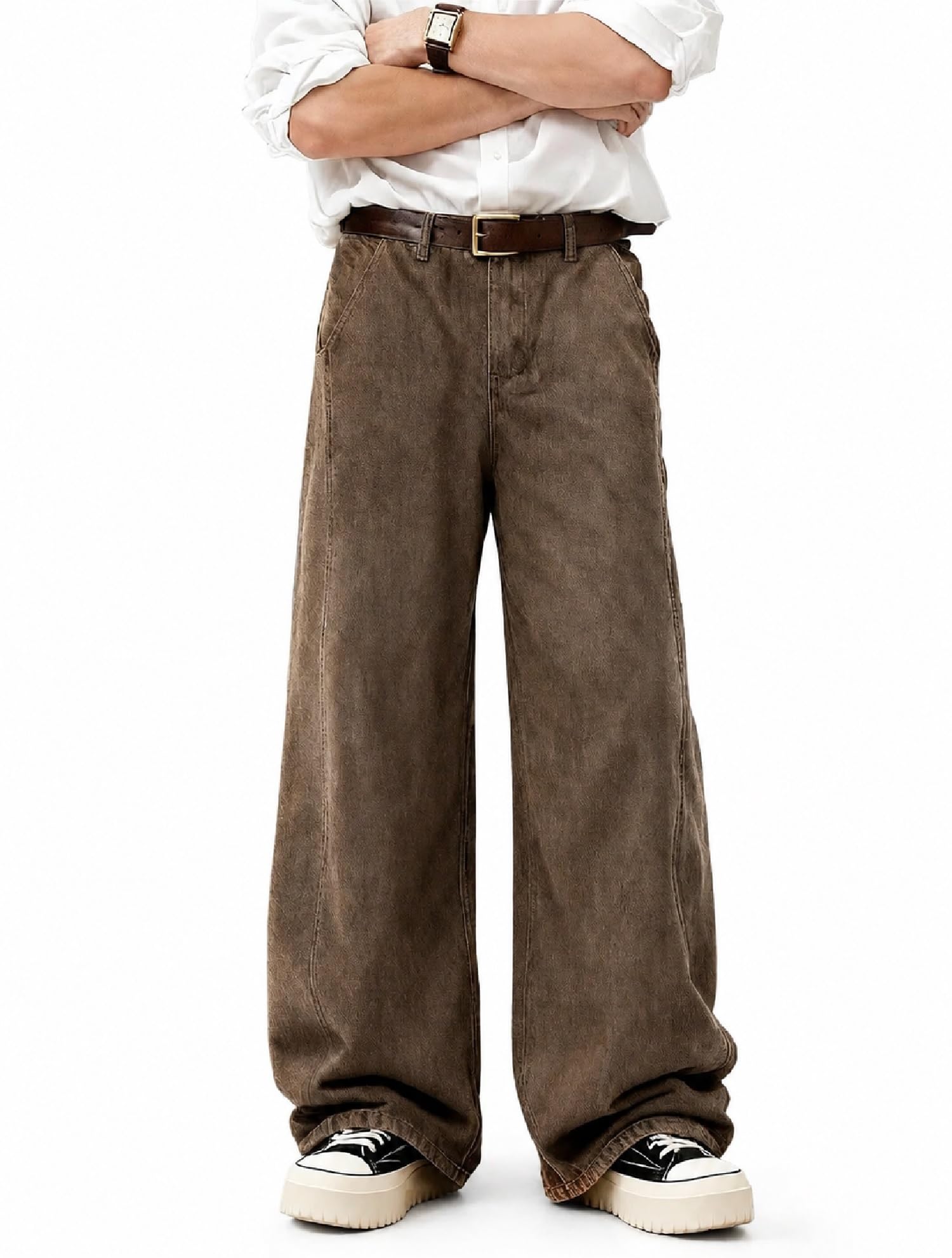 QNIM Men's Loose Fit Casual Jeans (Q-62-65) Coffee - Image 1