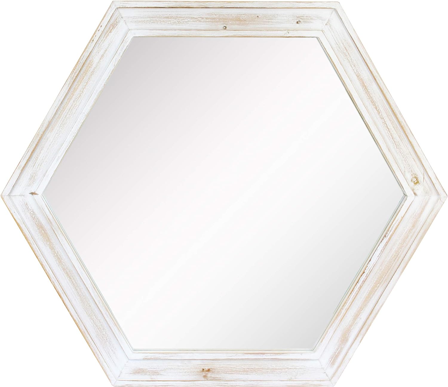Stonebriar Decorative 24" Hexagon Wall Mirror with Worn